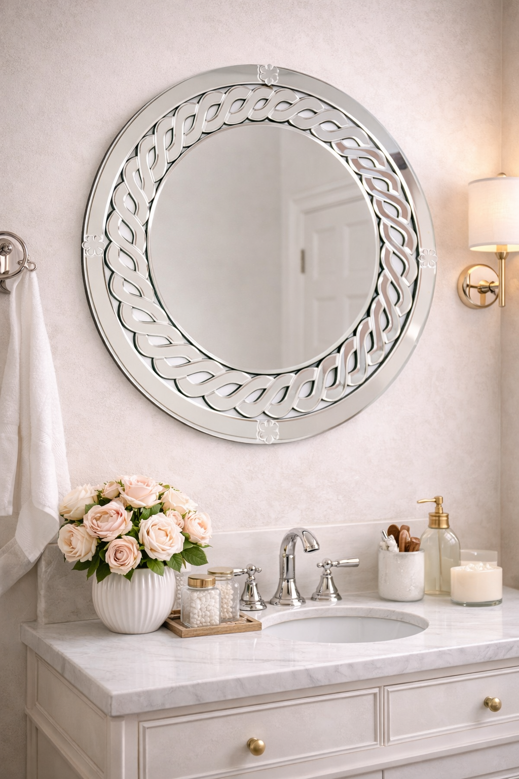Silver Glass Wall Mirror Venetian Design thumbnail